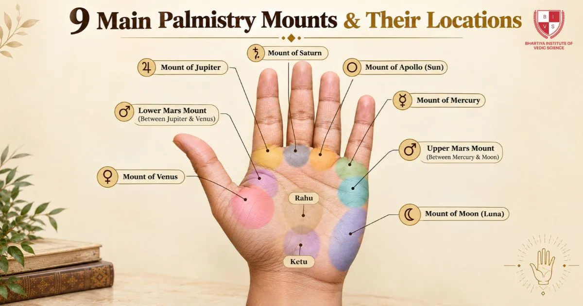 9 Main Palmistry Mounts & Their Locations